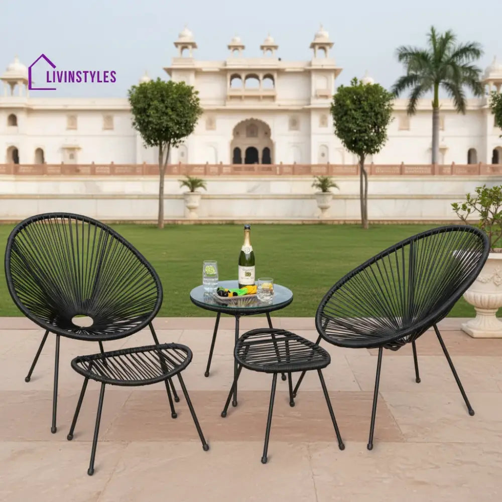 Lung Outdoor Patio Seating Set 2 Chairs and 1 Table Set (Black) - Coffee Table Sets
