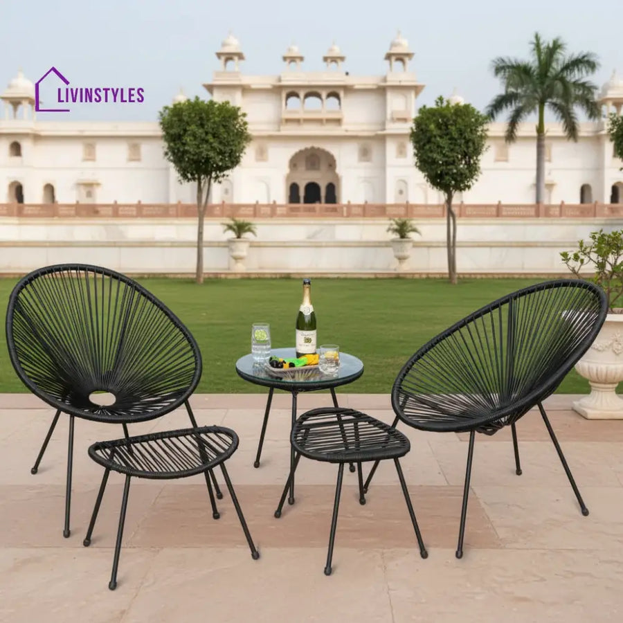 Lung Outdoor Patio Seating Set 2 Chairs and 1 Table Set (Black) - Coffee Table Sets