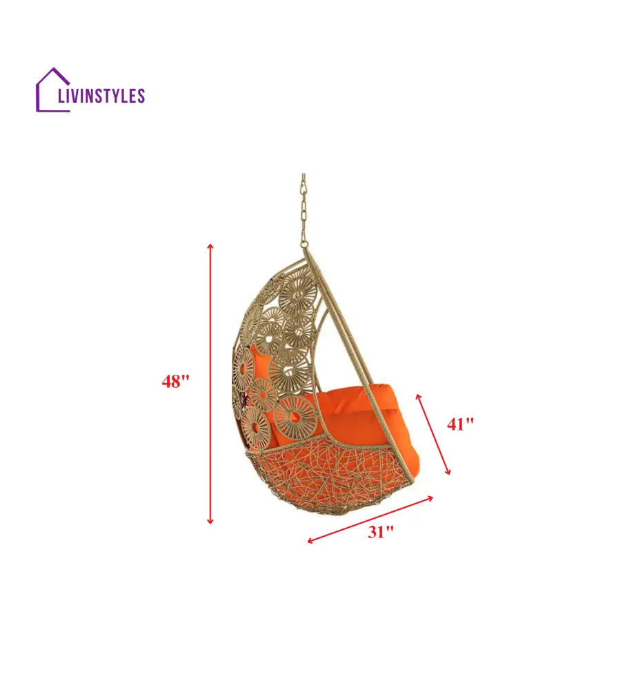 Luoni Single Seater Hanging Swing Without Stand For Balcony Garden Swing (Honey) - Swings