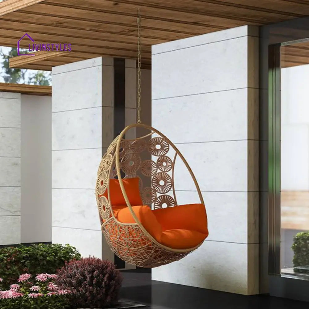 Luoni Single Seater Hanging Swing Without Stand For Balcony Garden Swing (Honey) - Swings