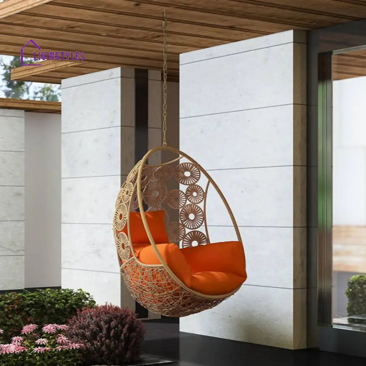 Luoni Single Seater Hanging Swing Without Stand For Balcony Garden Swing (Honey) - Swings