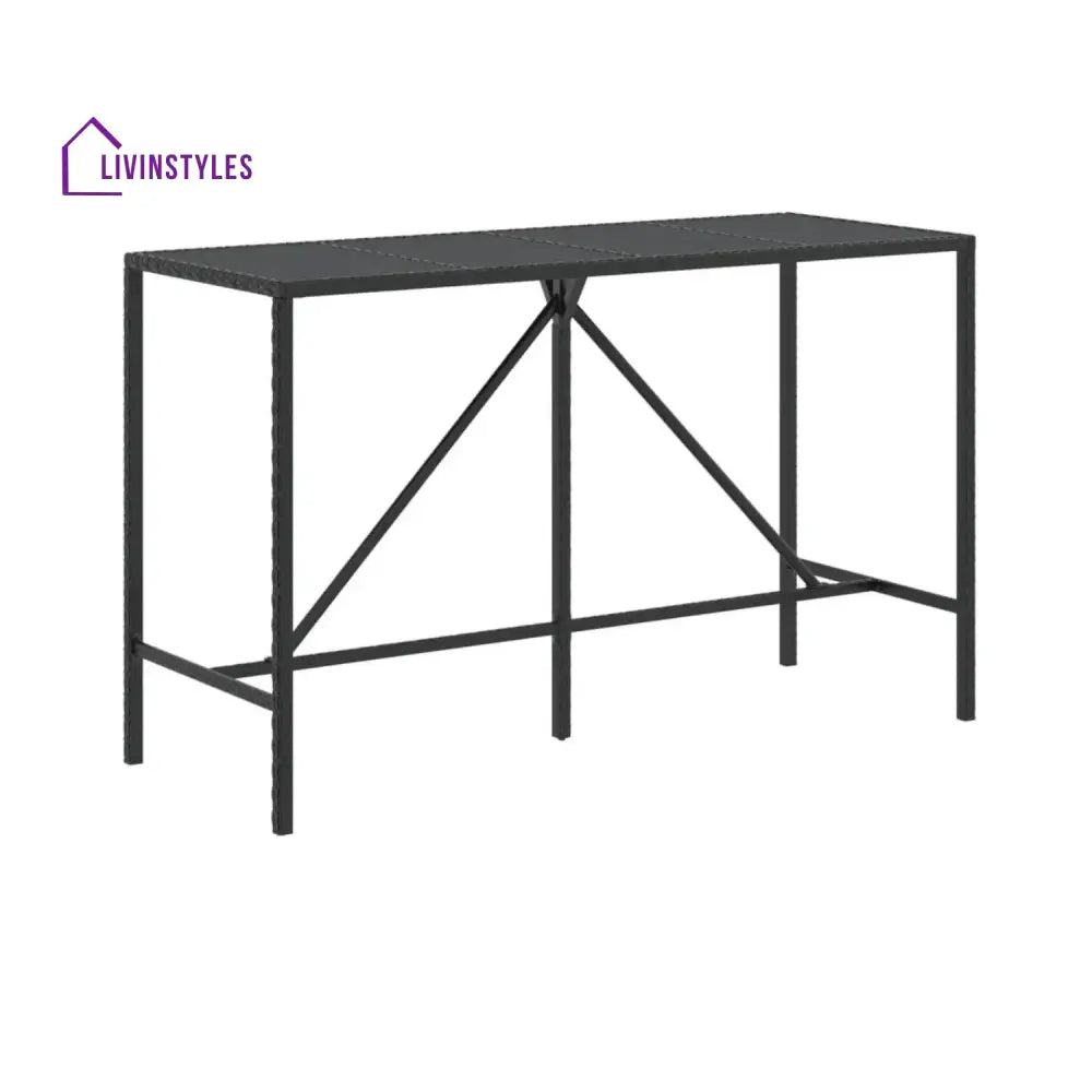 Lupe 7-Piece Outdoor Rattan Wicker Bar Set with Glass Top Table - Bar Set