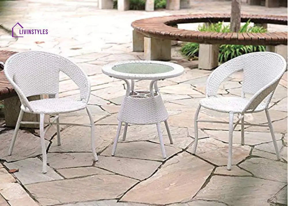Luv Outdoor Patio Seating Set 2 Chairs and 1 Table Set (White) - Coffee Table Sets