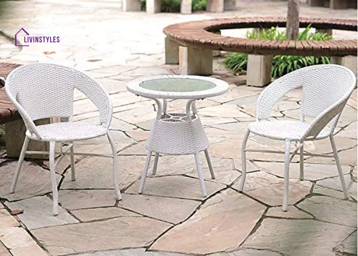 Luv Outdoor Patio Seating Set 2 Chairs and 1 Table Set (White) - Coffee Table Sets