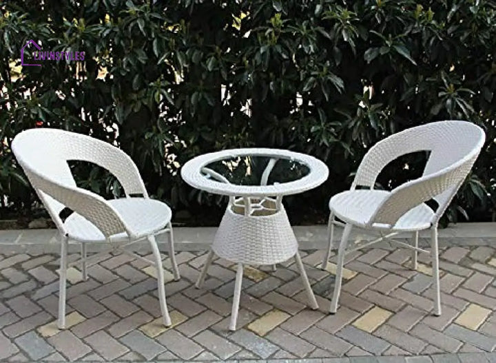 Luv Outdoor Patio Seating Set 2 Chairs and 1 Table Set (White) - Coffee Table Sets