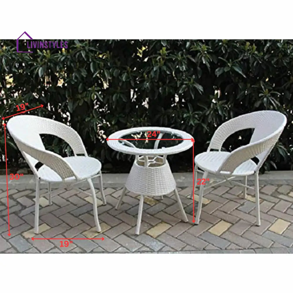Luv Outdoor Patio Seating Set 2 Chairs and 1 Table Set (White) - Coffee Table Sets