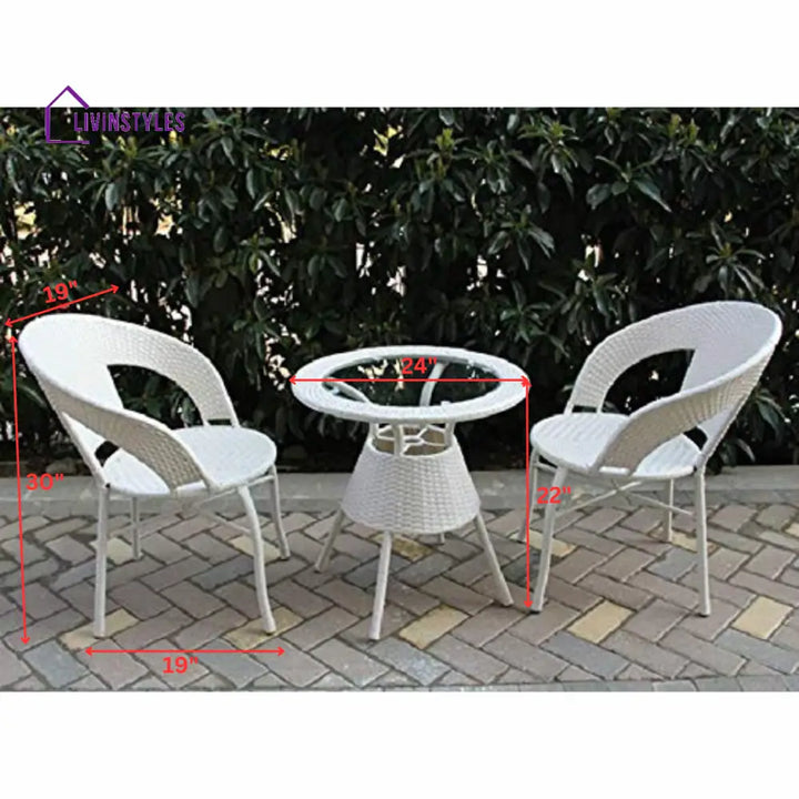 Luv Outdoor Patio Seating Set 2 Chairs and 1 Table Set (White) - Coffee Table Sets