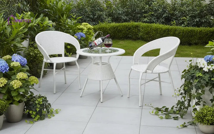 Luv Outdoor Patio Seating Set 2 Chairs and 1 Table Set (White) - Coffee Table Sets