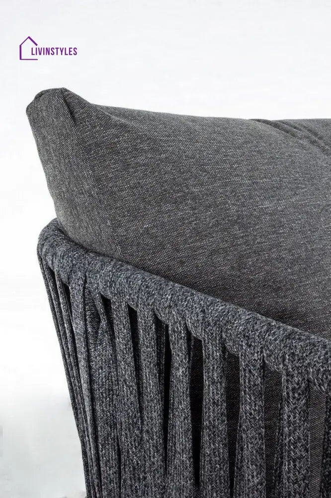 Luxo Outdoor Garden Balcony Sofa Set 3 Seater and 2 Single Seater With 1 Center Table Set Braid & Rope (Dark Grey)