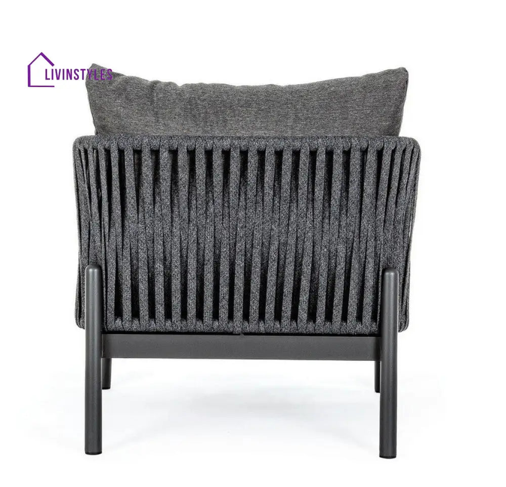 Luxo Outdoor Garden Balcony Sofa Set 3 Seater and 2 Single Seater With 1 Center Table Set Braid & Rope (Dark Grey)