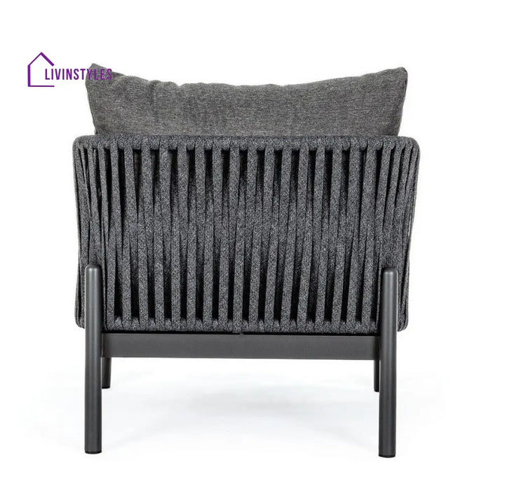 Luxo Outdoor Garden Balcony Sofa Set 3 Seater and 2 Single Seater With 1 Center Table Set Braid & Rope (Dark Grey)