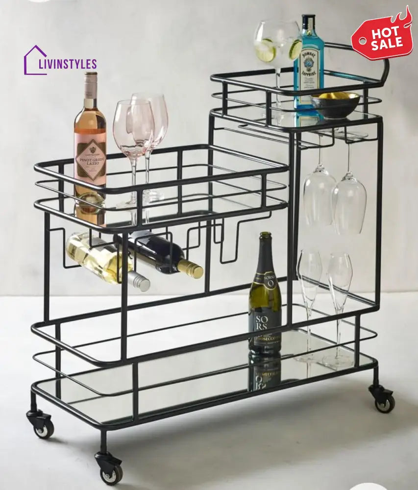 Luxurious black iron rectangle trolley