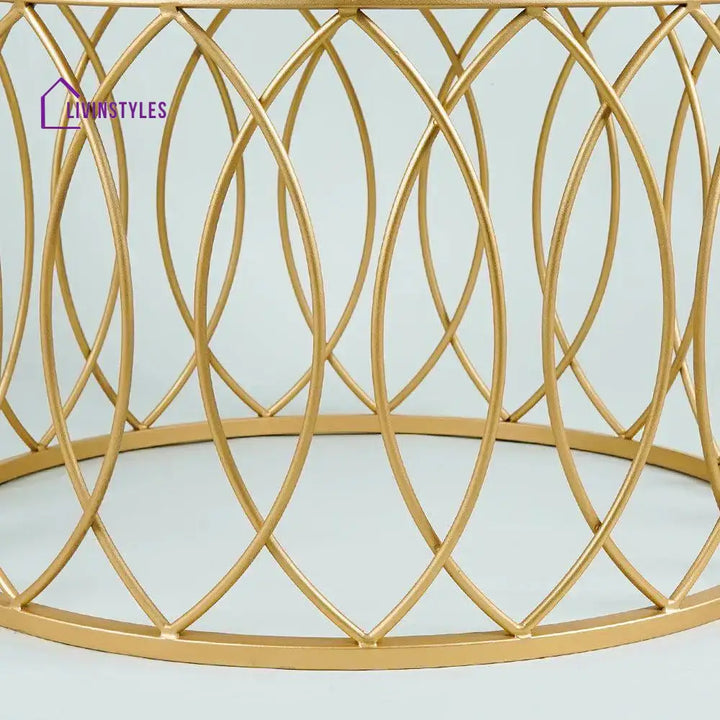 luxurious Designer in Golden & White Marble Round Shape Center Table Table