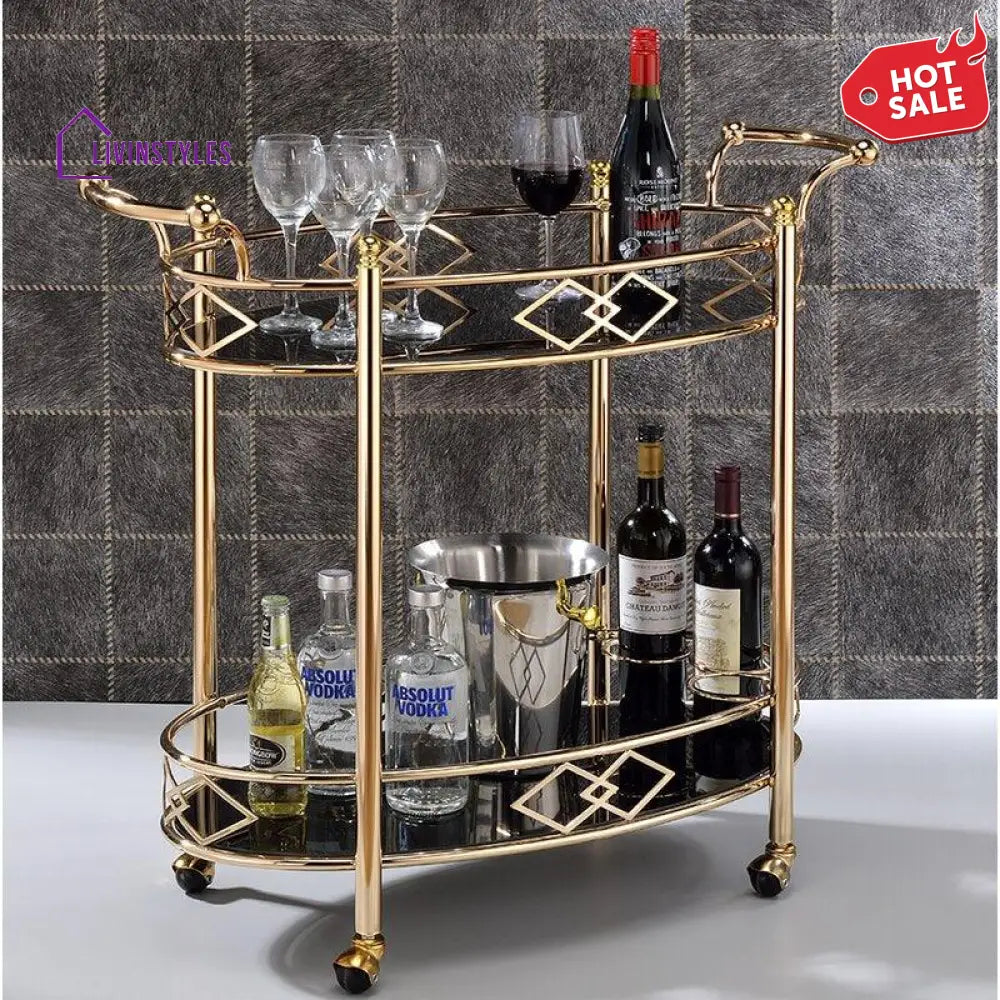 Luxurious golden iron oval trolley