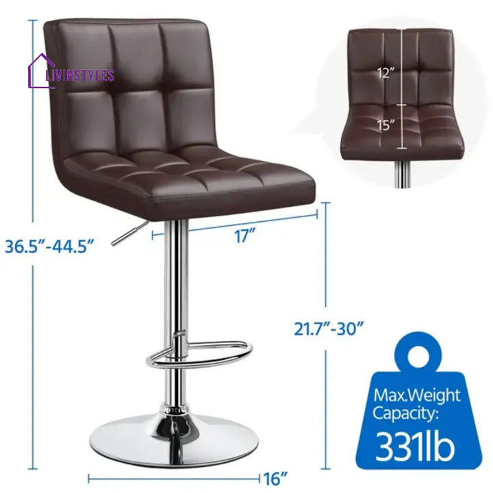 Luxurious Leatherette Brown Bar Stool / Long Chair Single