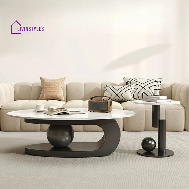 Luxurious Marble Top Stainless Steel with PVD Coated Single Bool Coffee Table Set Coffee Tables