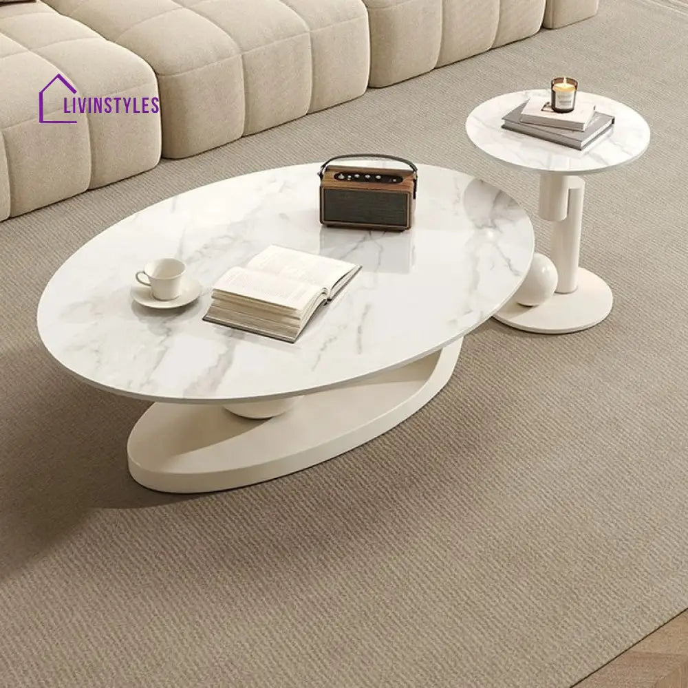 Luxurious Marble Top Stainless Steel with PVD Coated Single Bool Coffee Table Set Coffee Tables