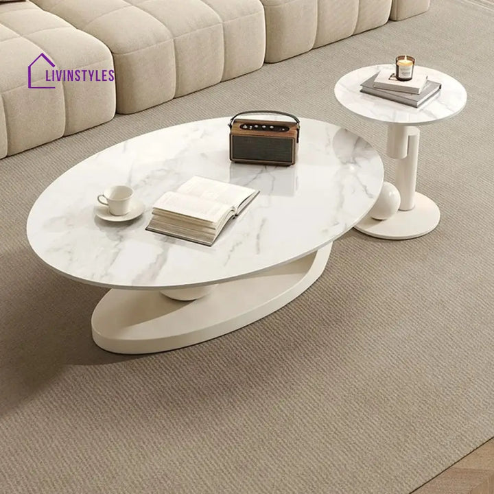 Luxurious Marble Top Stainless Steel with PVD Coated Single Bool Coffee Table Set Coffee Tables