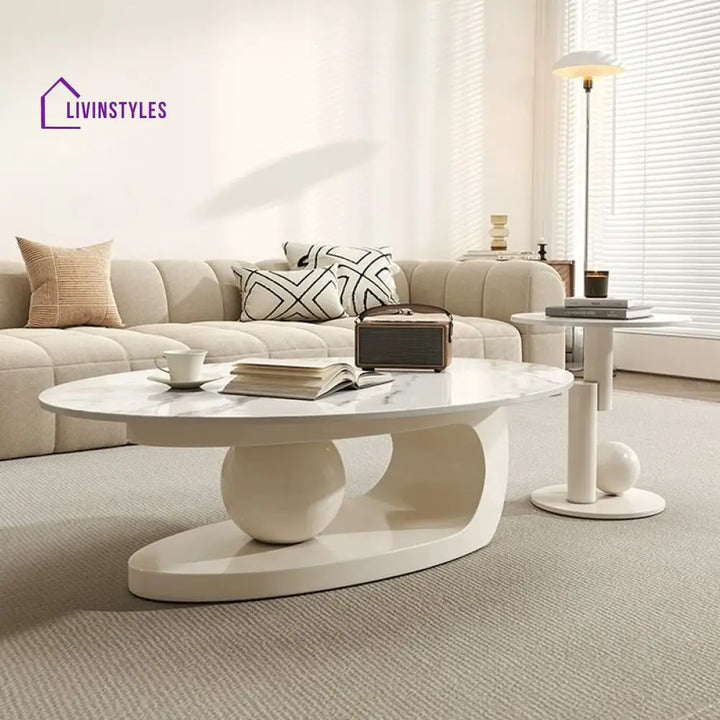 Luxurious Marble Top Stainless Steel with PVD Coated Single Bool Coffee Table Set Coffee Tables