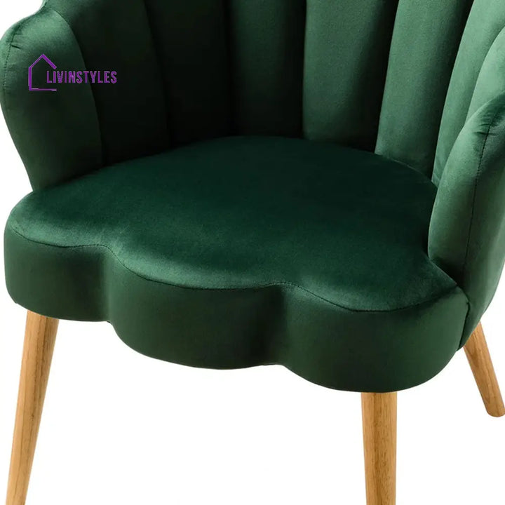 Luxurious Petal Design Velvet Chair Green Furniture