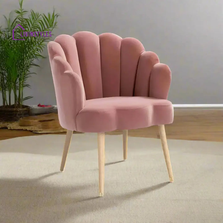 Luxurious Petal Design Velvet Chair Pink Furniture