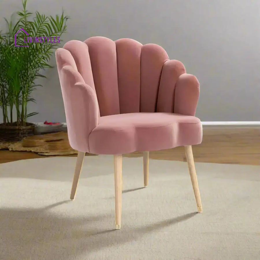 Luxurious Petal Design Velvet Chair Pink Furniture