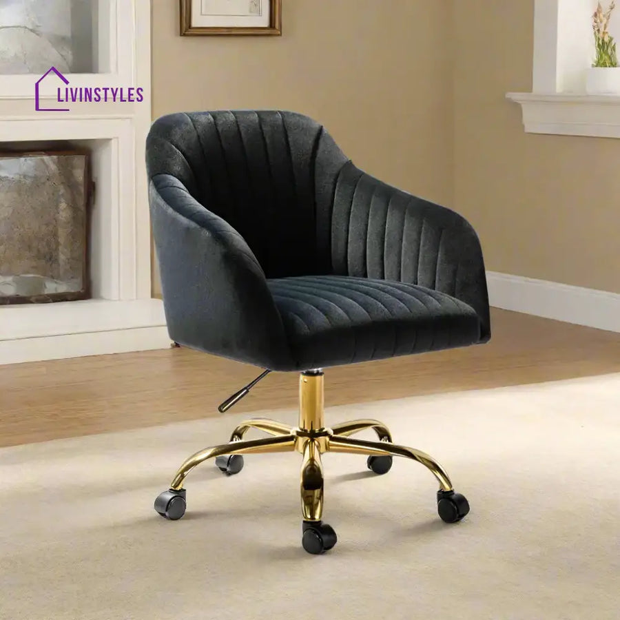 Luxurious Velvet Office Designer Chair Black Furniture