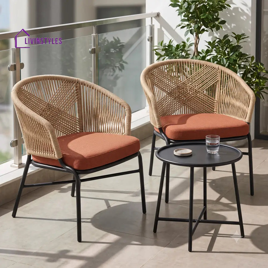 Lydie Outdoor Set 2 Chairs and 1 Table | Balcony Furniture Set