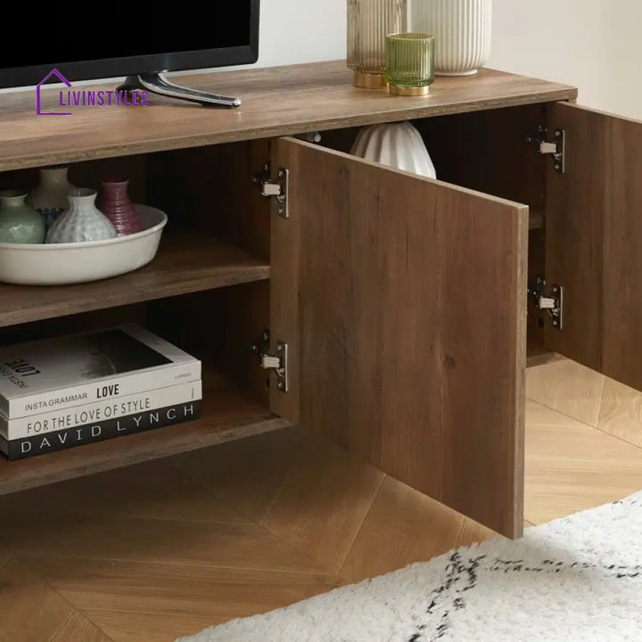 Lyla Wooden Finish Tv Unit Stand for Living Room