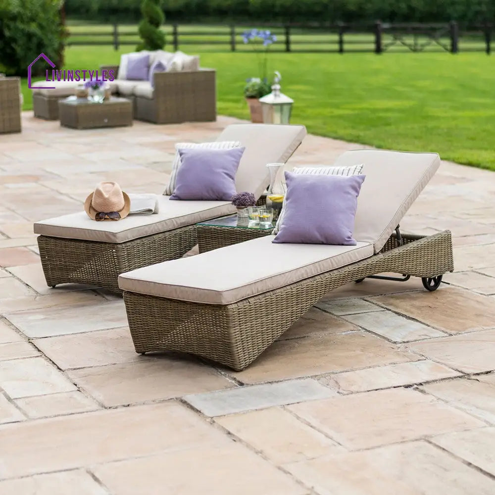 Lynet Outdoor Swimming Poolside Lounger Set of 2 (Arabica) - Loungers
