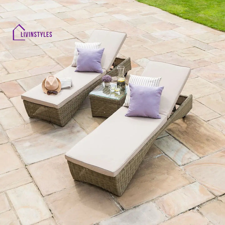 Lynet Outdoor Swimming Poolside Lounger Set of 2 (Arabica) - Loungers