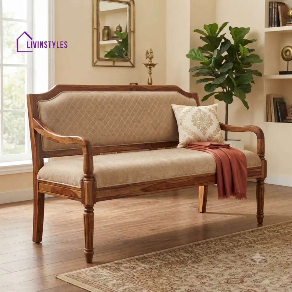 Lynet Wooden Bench for Living Room | Bedroom | Extra Seating