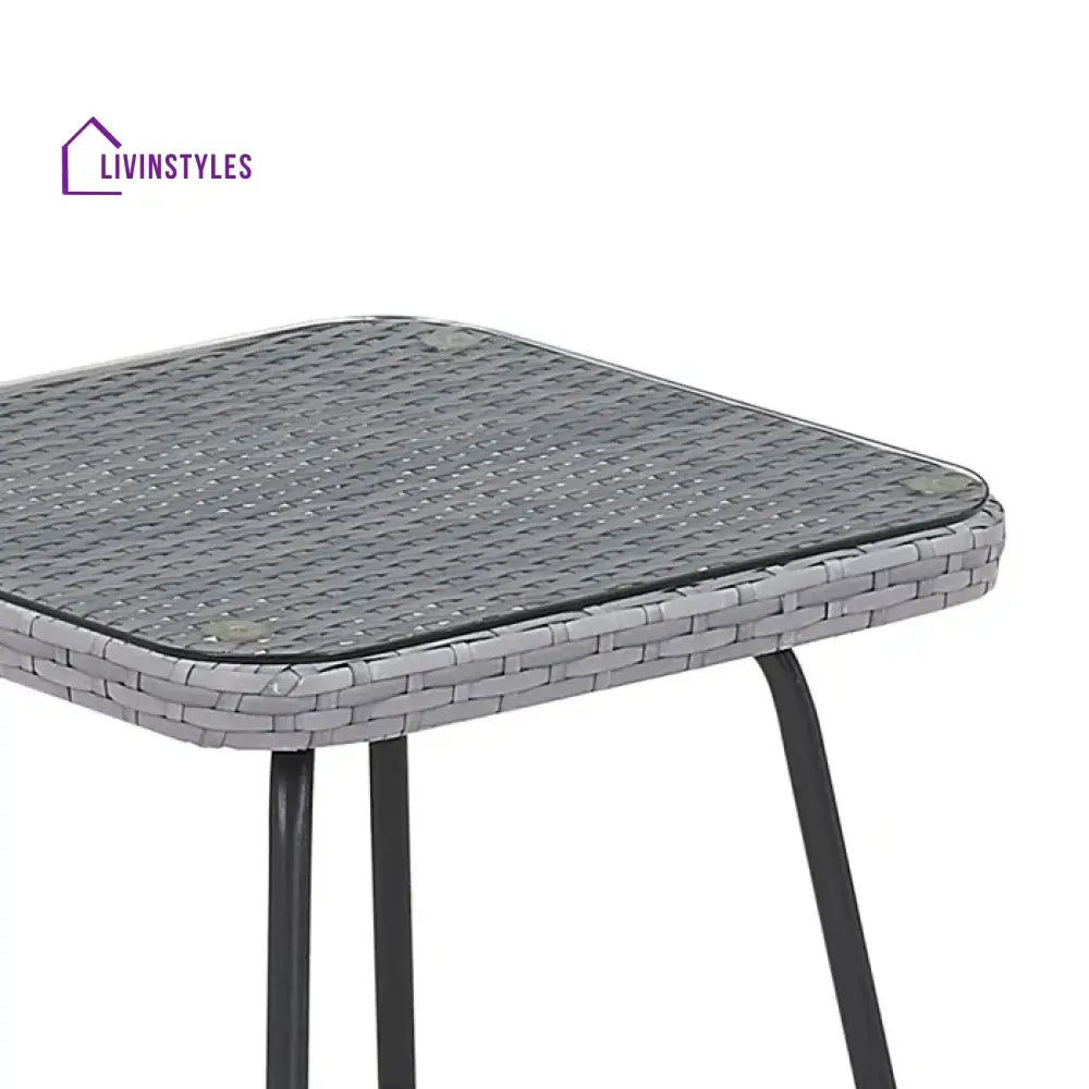 Lynte Outdoor Patio Seating Set 2 Chairs And 1 Table (Grey) Braided & Rope Coffee Sets
