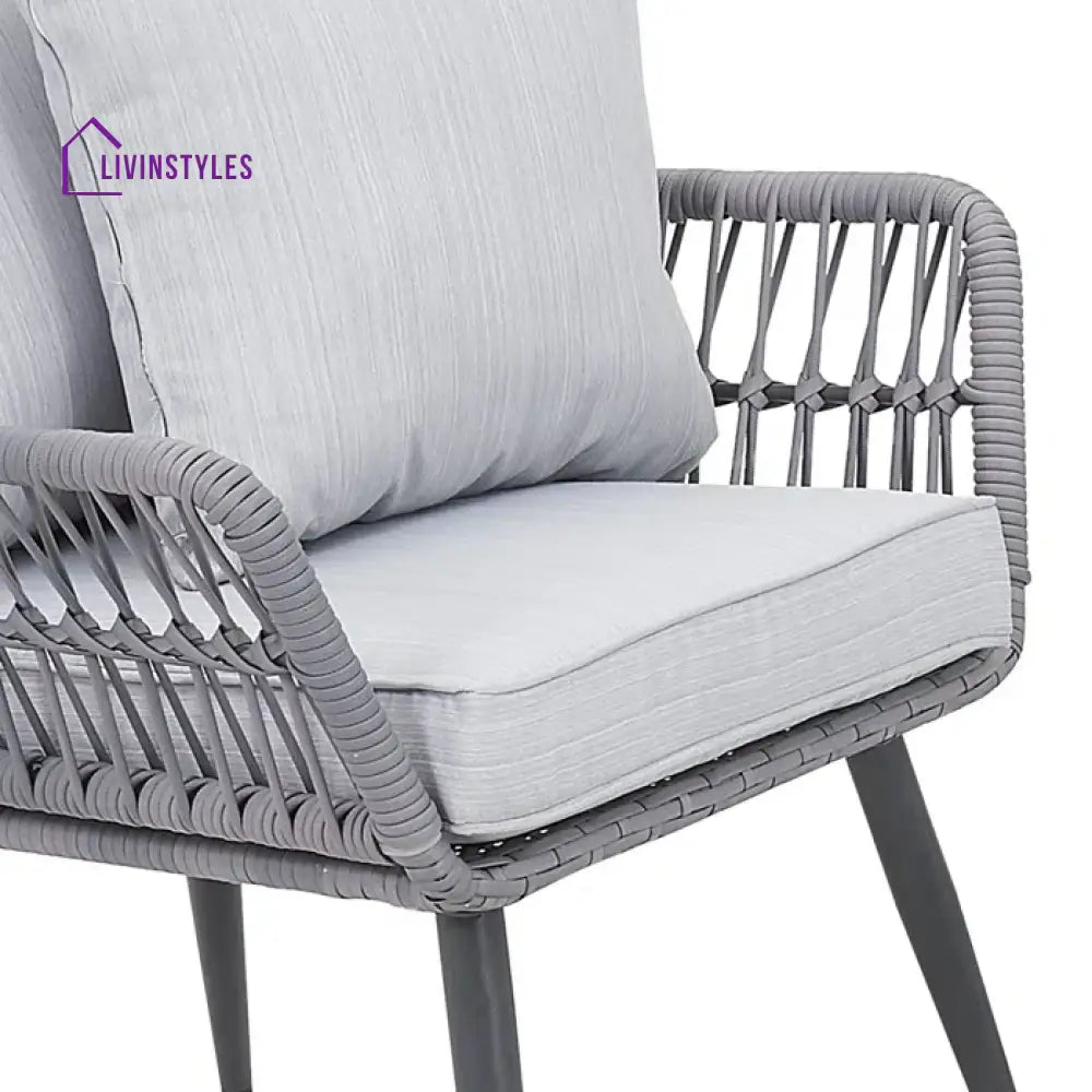 Lynte Outdoor Patio Seating Set 2 Chairs And 1 Table (Grey) Braided & Rope Coffee Sets
