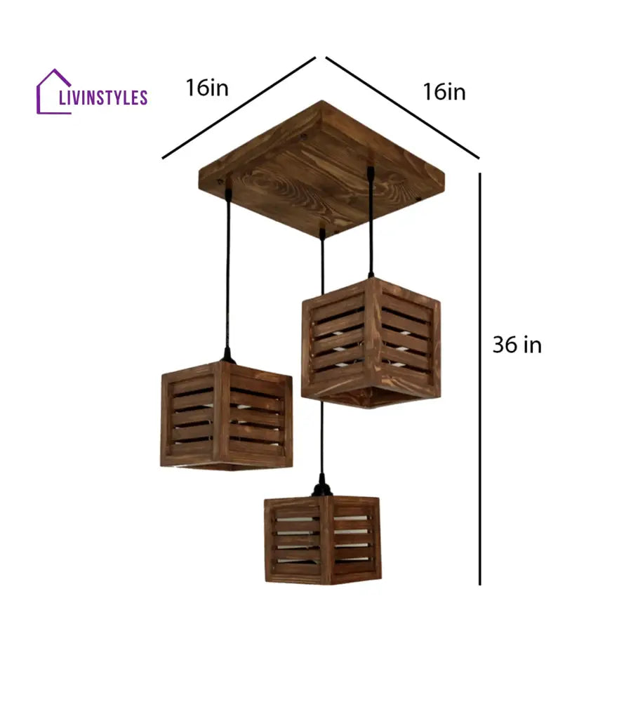Lyon Brown Wooden Cluster Hanging Lamp Lamps