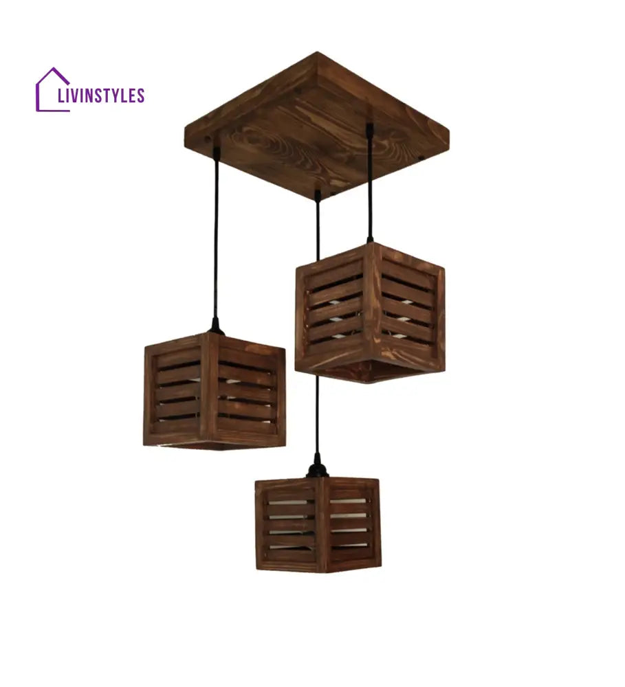 Lyon Brown Wooden Cluster Hanging Lamp Lamps
