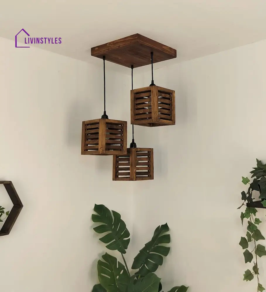 Lyon Brown Wooden Cluster Hanging Lamp Lamps