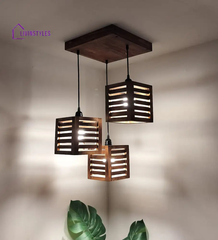 Lyon Brown Wooden Cluster Hanging Lamp Lamps
