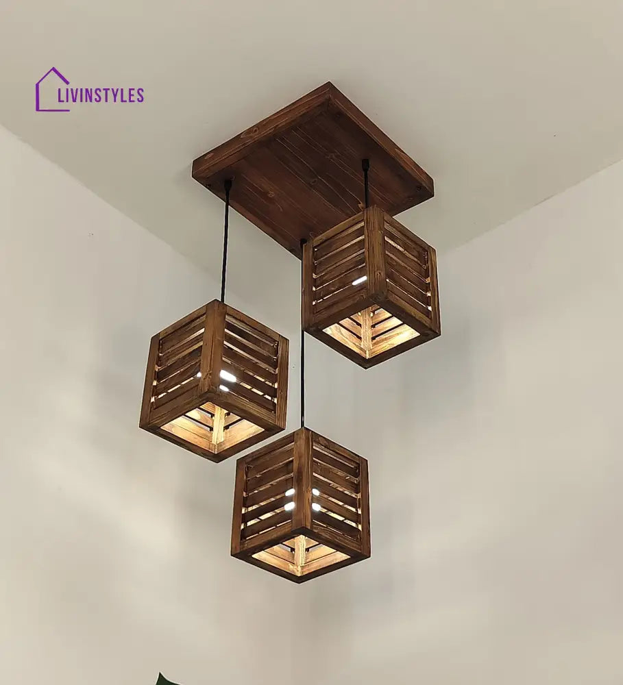 Lyon Brown Wooden Cluster Hanging Lamp Lamps