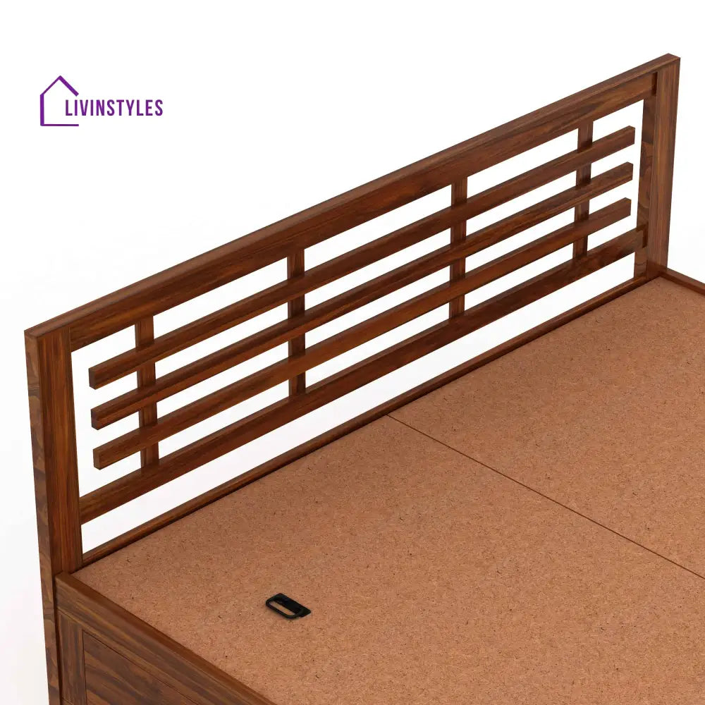 Lyon Solid Sheesham Wood Bed With Box Storage - 1 Year Warranty