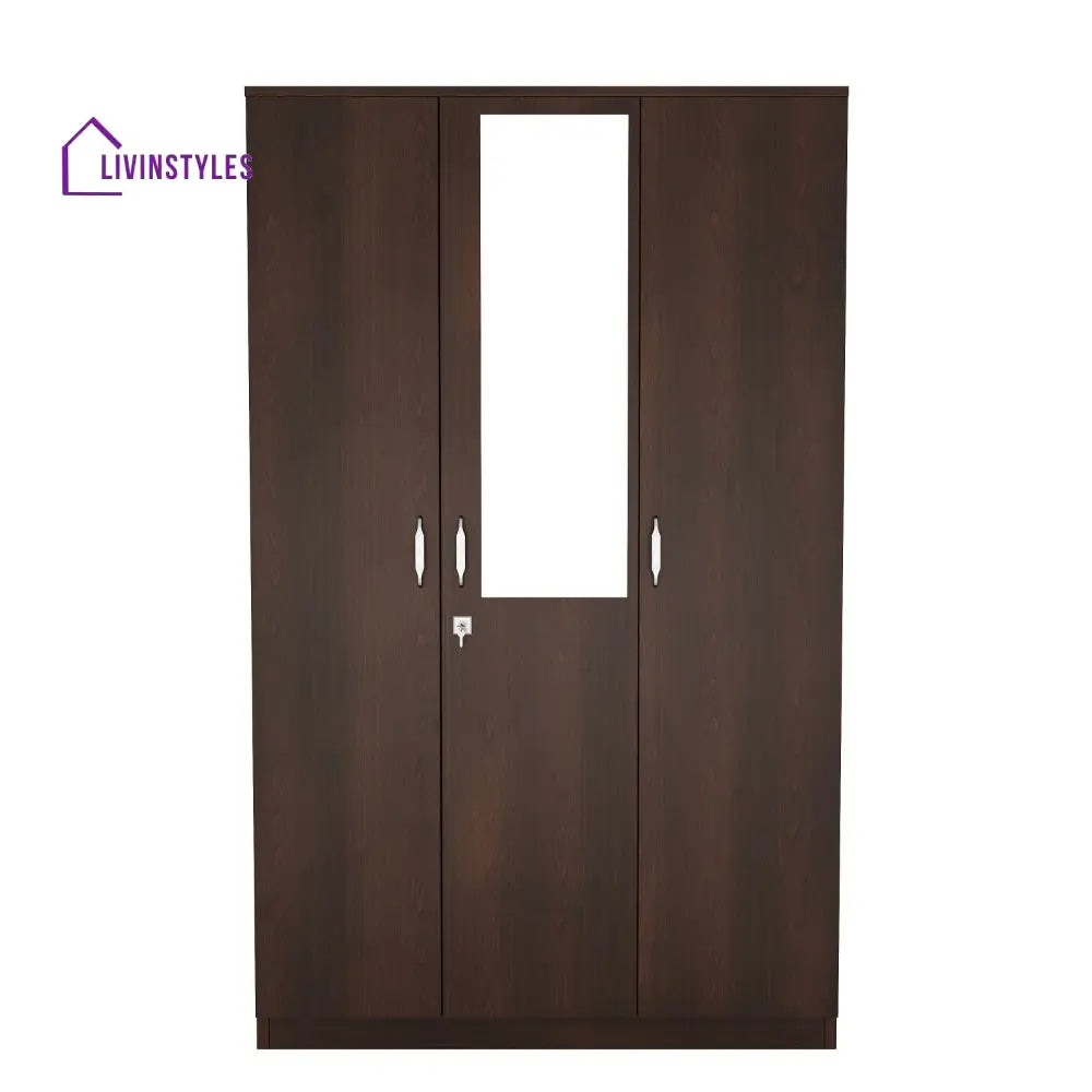 Nikolai 3 Door Wardrobe with Mirror (New Wenge) Home Furniture