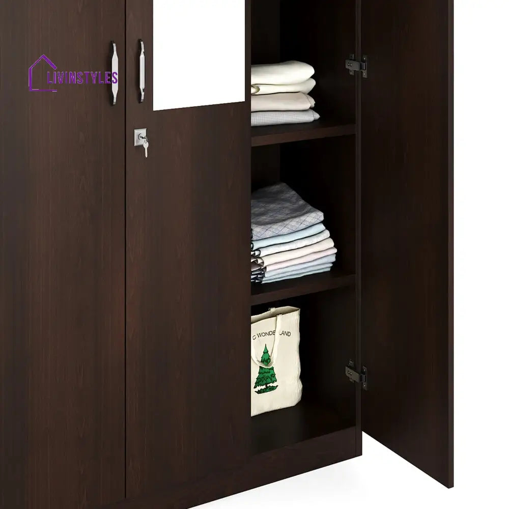 Nikolai 3 Door Wardrobe with Mirror (New Wenge) Home Furniture