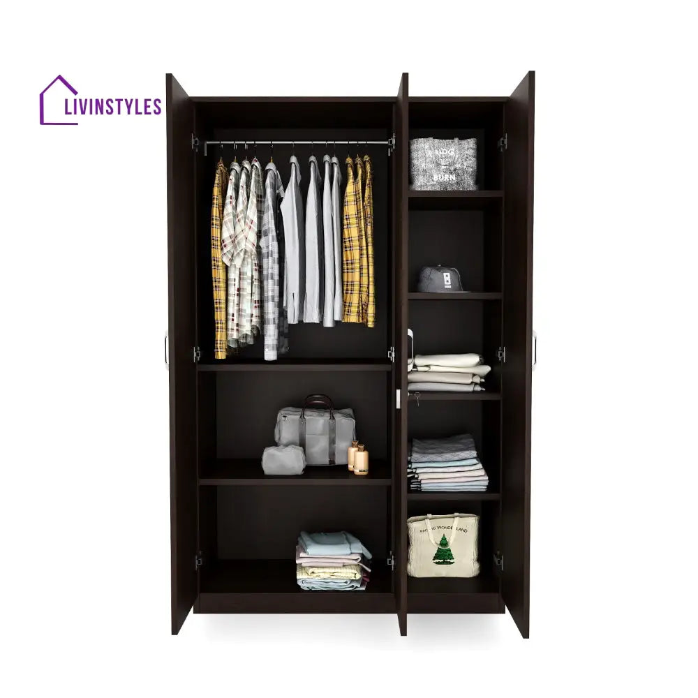 Nikolai 3 Door Wardrobe with Mirror (New Wenge) Home Furniture