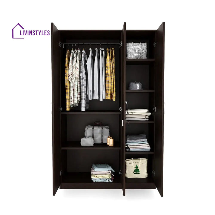 Nikolai 3 Door Wardrobe with Mirror (New Wenge) Home Furniture