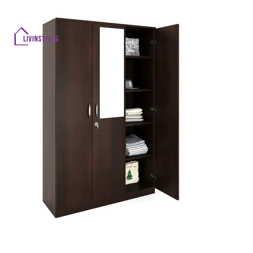 Nikolai 3 Door Wardrobe with Mirror (New Wenge) Home Furniture