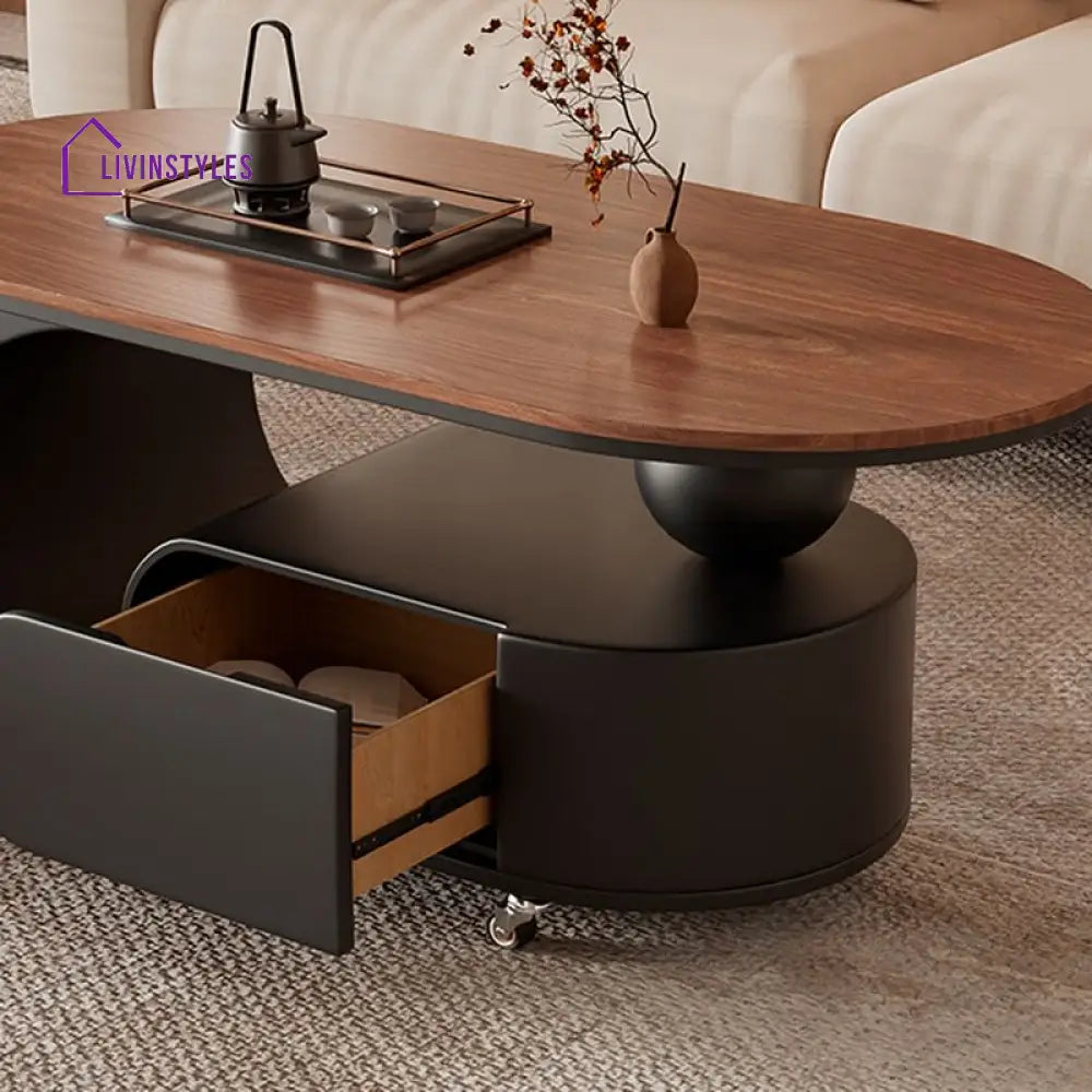 Lyra Stainless Steel Coffee Table for Living Room | With Wheels