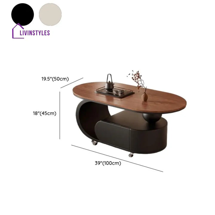 Lyra Stainless Steel Coffee Table for Living Room | With Wheels