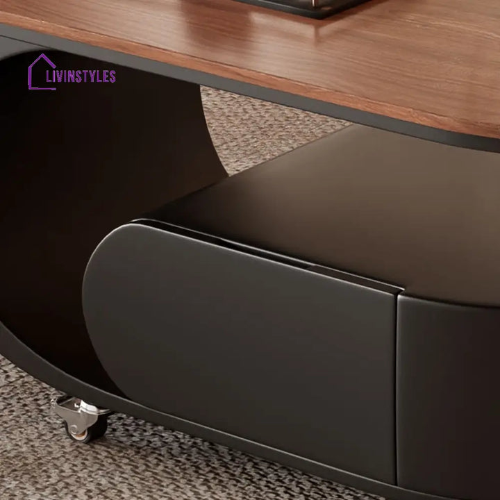 Lyra Stainless Steel Coffee Table for Living Room | With Wheels