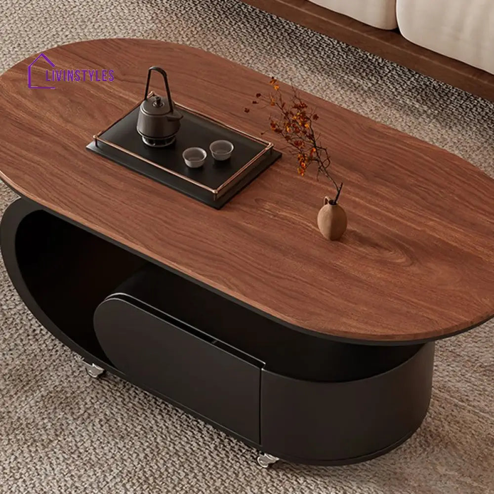 Lyra Stainless Steel Coffee Table for Living Room | With Wheels