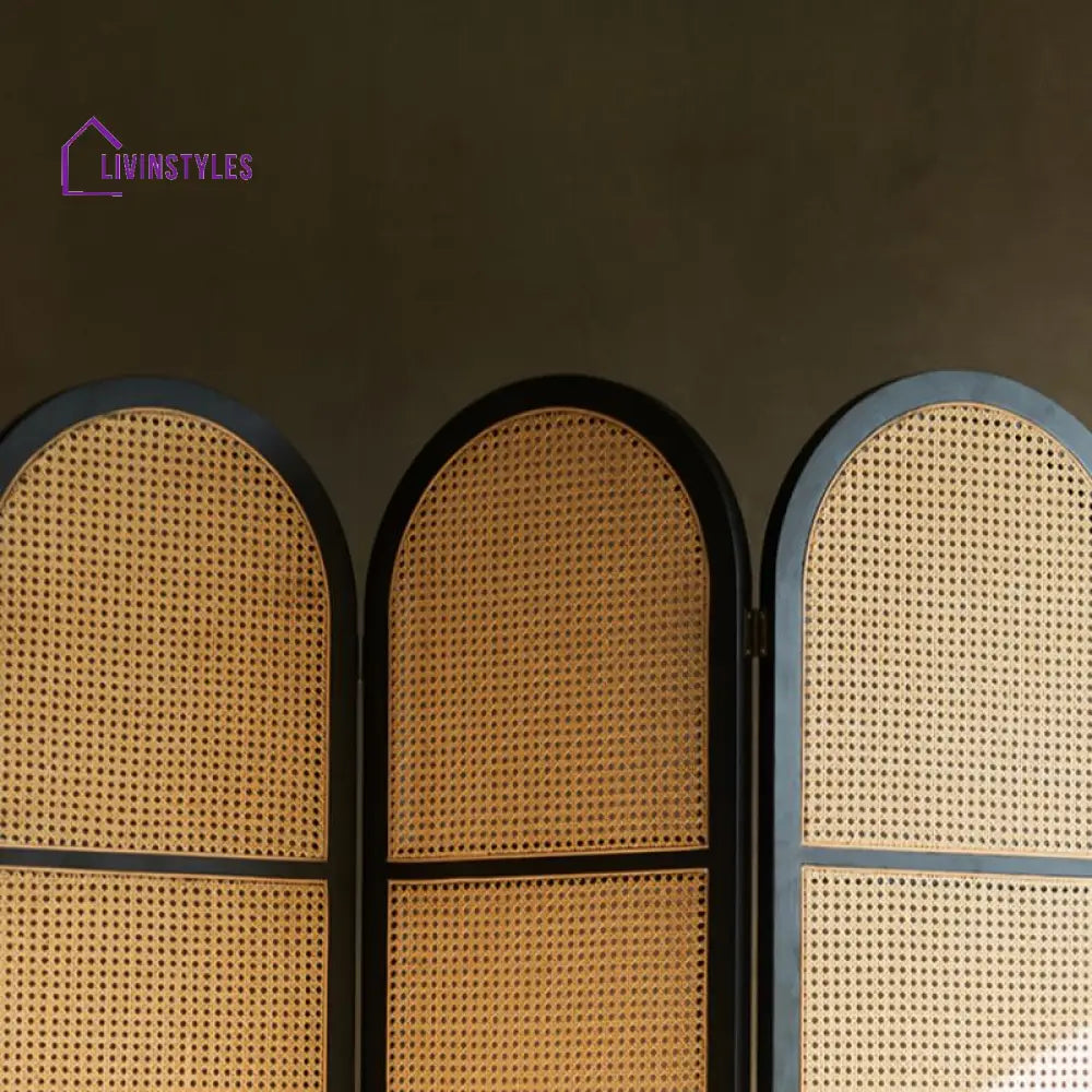 Lyra Wooden and Cane Weaving Room Partition for Living Room